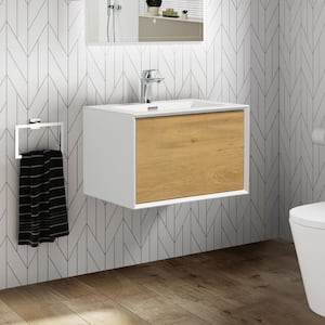 29.5 in. W x 19.1 in D. x 16.7 in. H Bath Vanity in Natural and White with White Vanity Top with White Basin