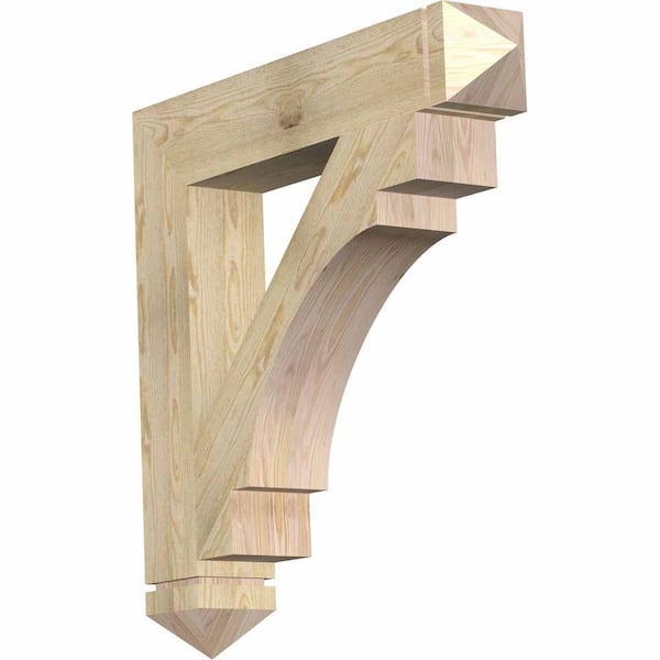 Ekena Millwork 6 in. x 36 in. x 36 in. Douglas Fir Merced Arts and Crafts Rough Sawn Bracket