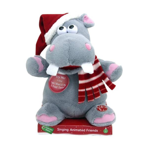 Home Accents Holiday 10 in. Animated Singing Teeth Wiggling/Foot Tapping Hippo
