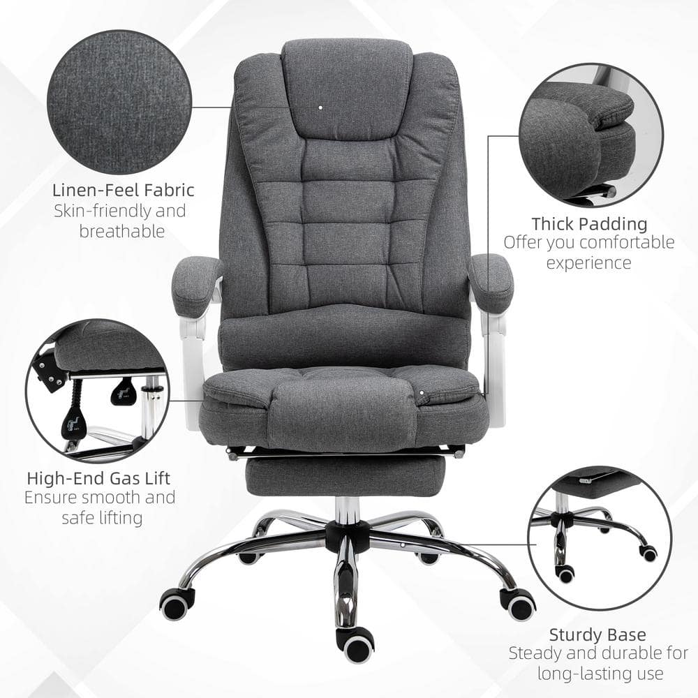 Dark Gray High-Back Fabric Executive Swivel Chair with Fixed Arms