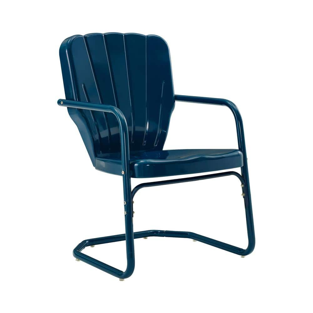 CROSLEY FURNITURE Ridgeland Navy Metal Outdoor Lounge Chair CO1031