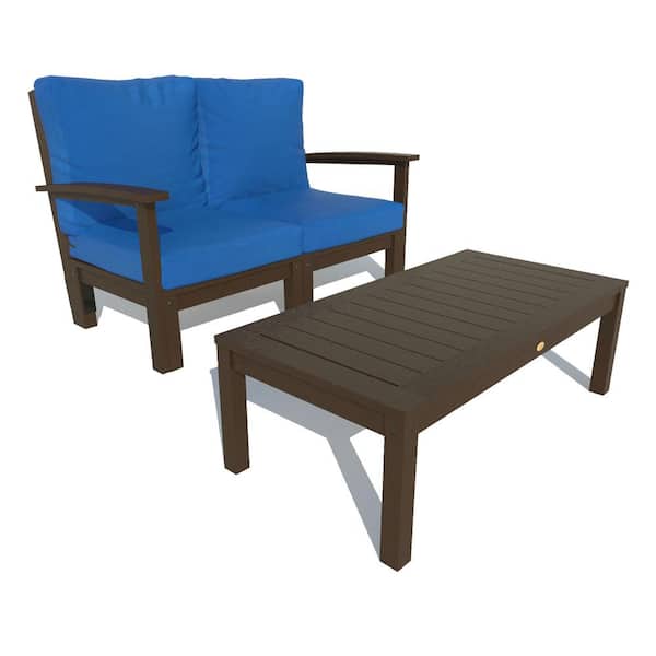 Highwood Bespoke Deep Seating 2-Piece Plastic Outdoor Loveseat and Conversation Table with Cushions
