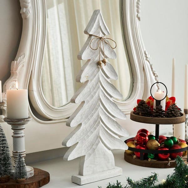 VHC Brands 24 in. Distressed White Wooden Christmas Tree 89999