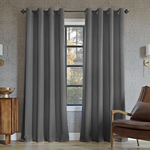 Oslo Theater Grade Gray Polyester Solid 52 in. W x 95 in. L Thermal Grommet Blackout Curtain