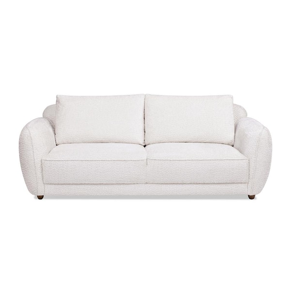 Sharon 84 in. Puffy Flared Arm Chenille Rectangle Living Room Sofa Couch in. Alpaca Off-White