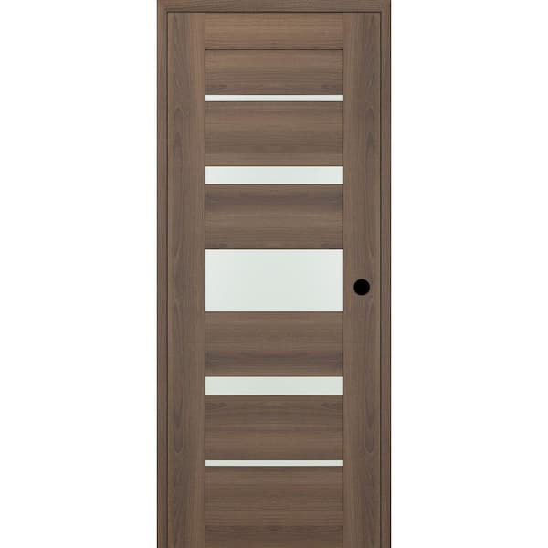 Belldinni Vona 0703 DIY-Friendly 18 in. x 80 in. Left-Hand Frosted Glass Pecan Nutwood Wood Composite Single Prehung Interior Door