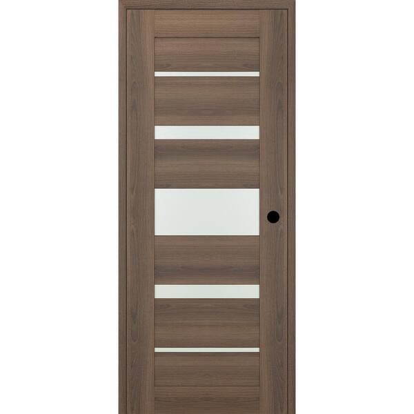 Belldinni Vona 0703 DIY-Friendly 28 in. x 80 in. Left-Hand Frosted Glass Pecan Nutwood Wood Composite Single Prehung Interior Door