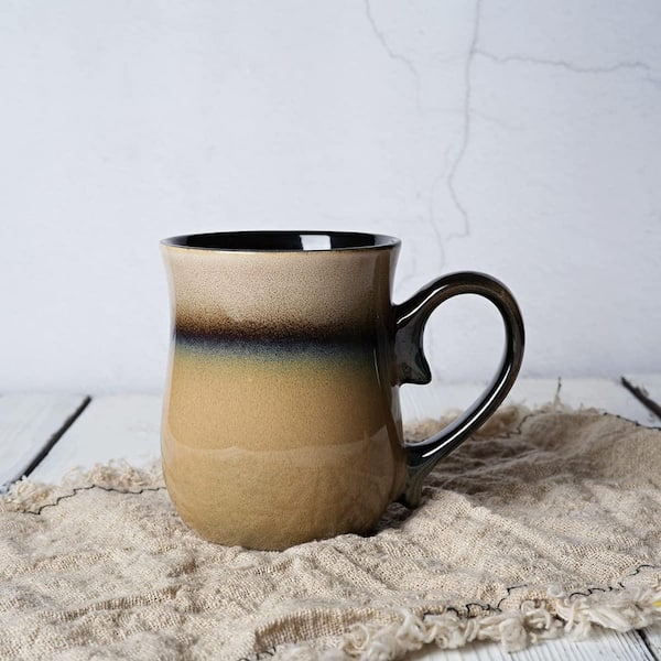 Wudkey 20 oz. Walnut Large Ceramic Coffee Mug, Big Tea Cup for Office and Home, Dishwasher and Microwave Safe