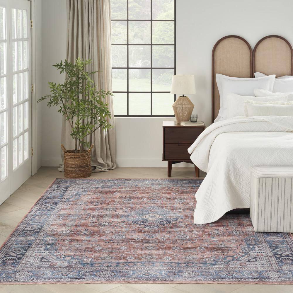 Vintage Charm 5' x 7' Blue and Multi Persian Washable Rug
