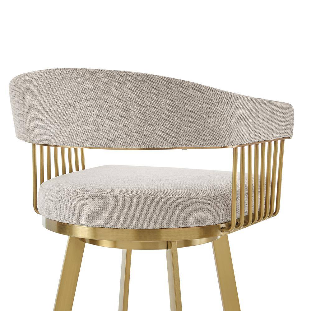 Chelsea 26" Taupe Swivel Counter Stool with Gold Metal Frame