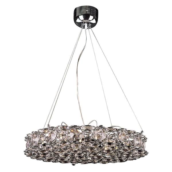Bel Air Lighting 16-Light Polished Chrome Circles Pendant with Decorative Crystals