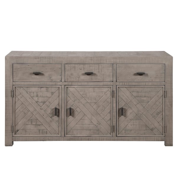 Steve Silver 34 in. L x 61 in. W x 18 in. H Auckland 3-Drawer Weathered Gray Server