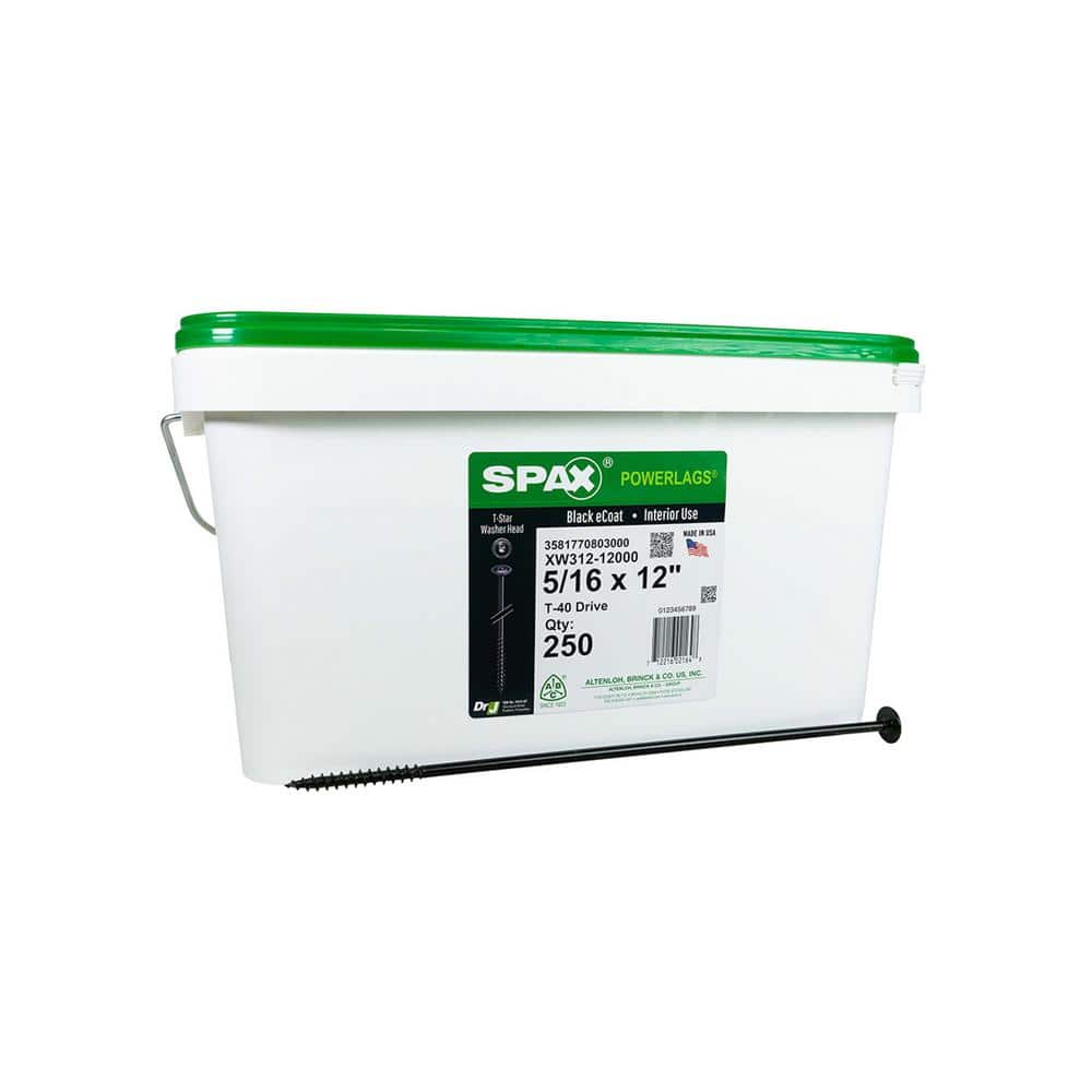 5/16 in. x 12 in. Interior Washer Head Structural Wood Lag Screws Powerlags Torx T-Star(250 Each) Bulk Pail Bit Included price history on PriceWatchPro