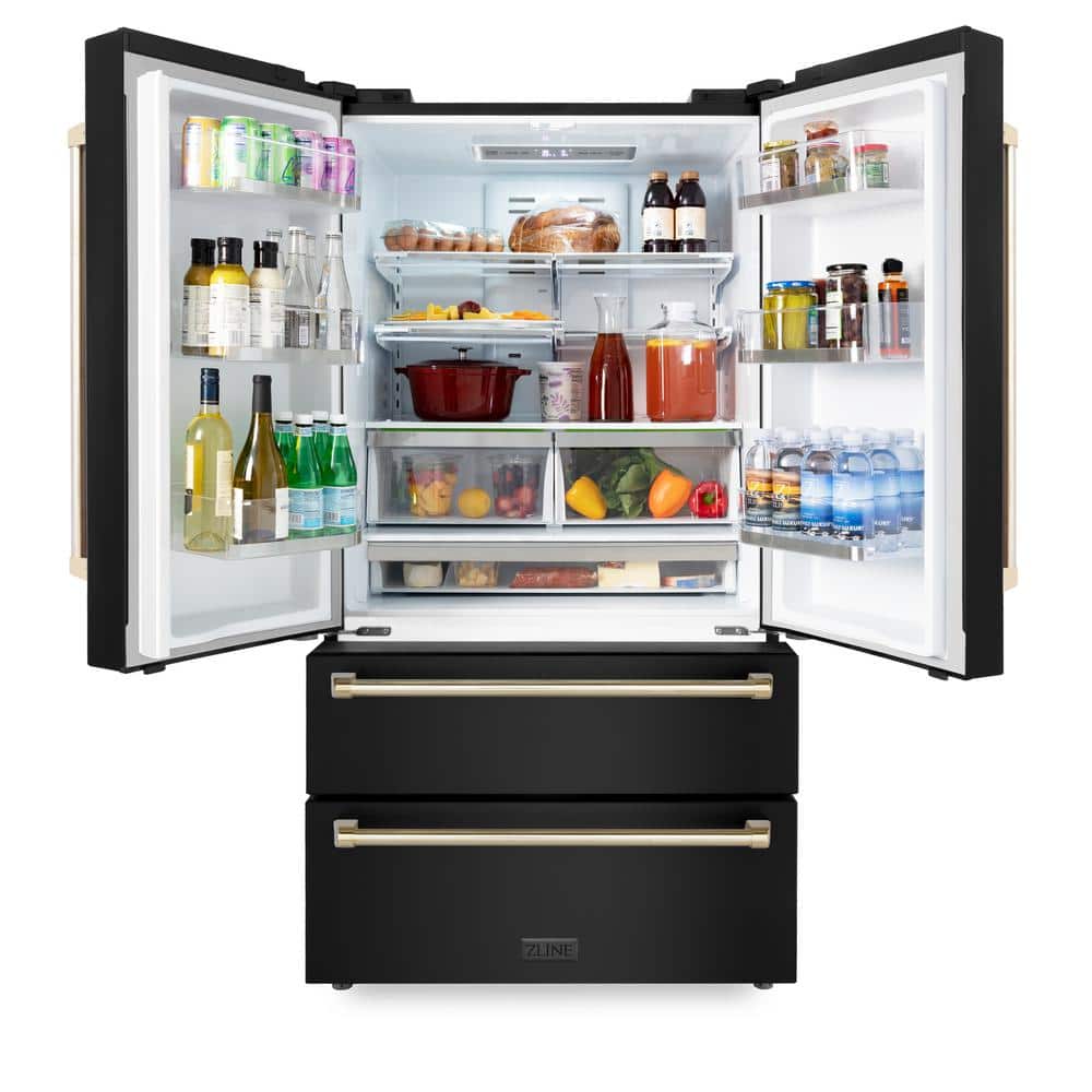 Buy ZLINE 36 in. Autograph Edition 22.5 cu. ft Freestanding French Door Refrigerator with Ice