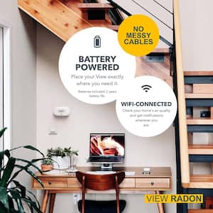 View Radon Battery-Operated Indoor Air Quality Monitor with Wi-Fi, for Radon, Humidity and Temp
