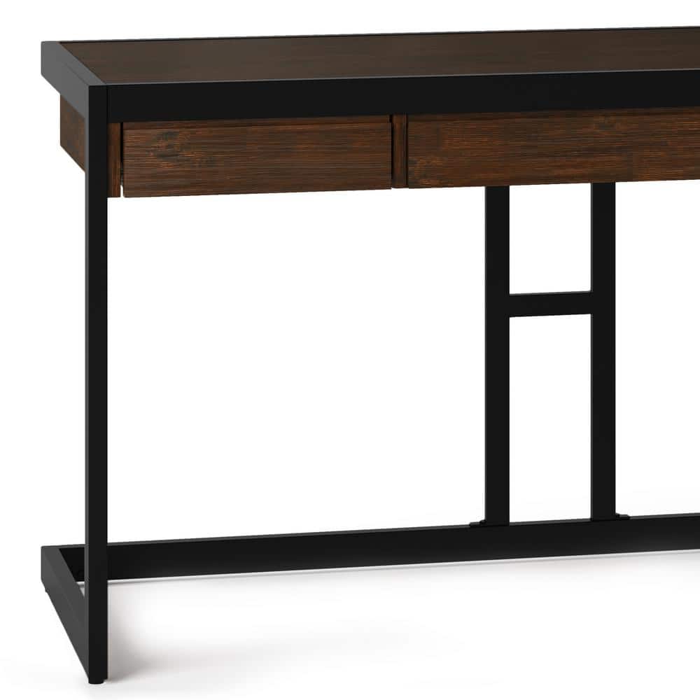 Erina Farmhouse Brown Solid Acacia Wood Desk with Keyboard Tray