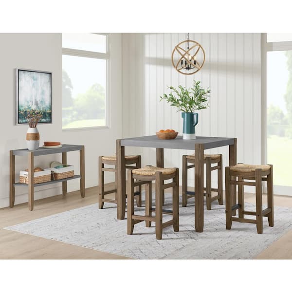Stools And Side Buffet Newport 6 Piece, 50 Inch Dining Table Set
