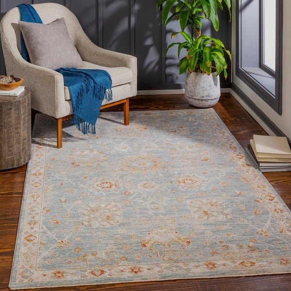 Hinata Light Blue 8 ft. Round Indoor Area Rug
