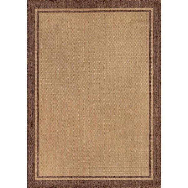CAMILSON Hawaii Camel 10 ft. x 14 ft. Bordered Indoor Outdoor Area Rug
