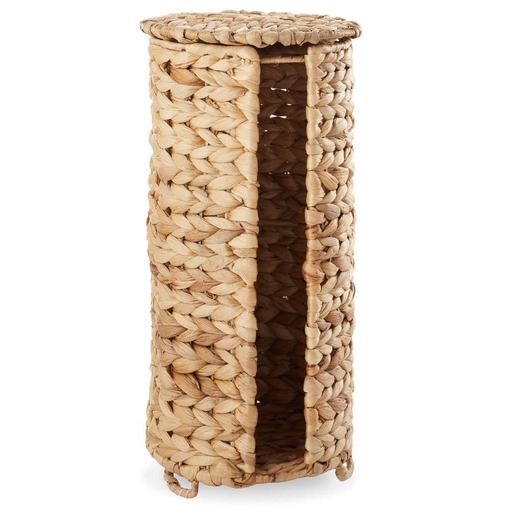 Natural Water Hyacinth Toilet Paper Holder with Lid