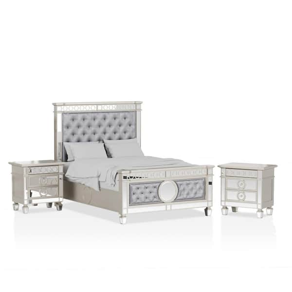 Furniture of America Jeliza 3-Piece Champagne and Gray King Bedroom Set