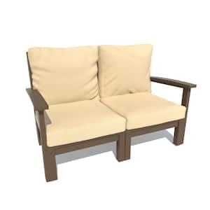 Bespoke 1-Piece Plastic Outdoor Deep Seating Loveseat with Driftwood Cushions