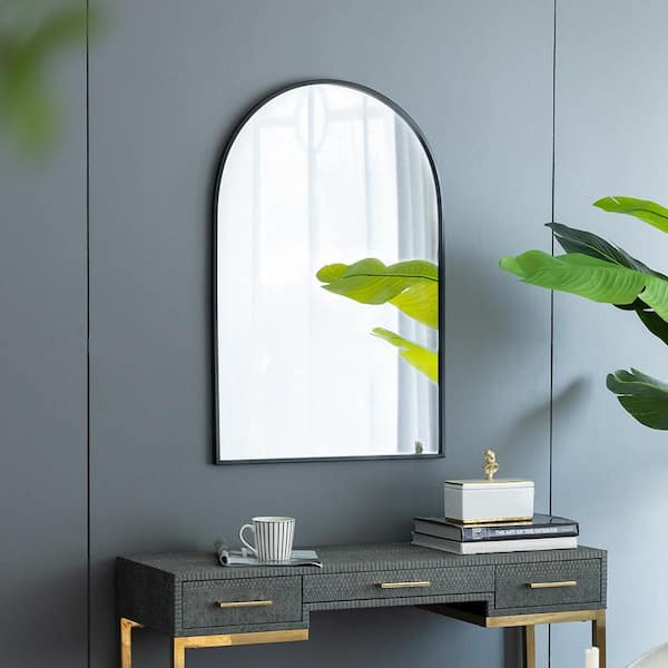 Unbranded Black 24 in. W x 36 in. H Farmhose lrregular Iron Framed Mirror Bathroom Mirror