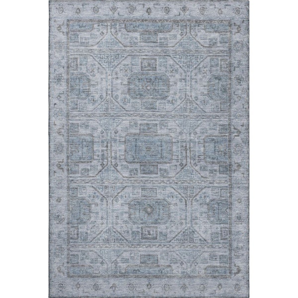 Mayfield Premium Machine Washable Abstract AMF1919 Blue 3 ft. x 4 ft. Area Rug