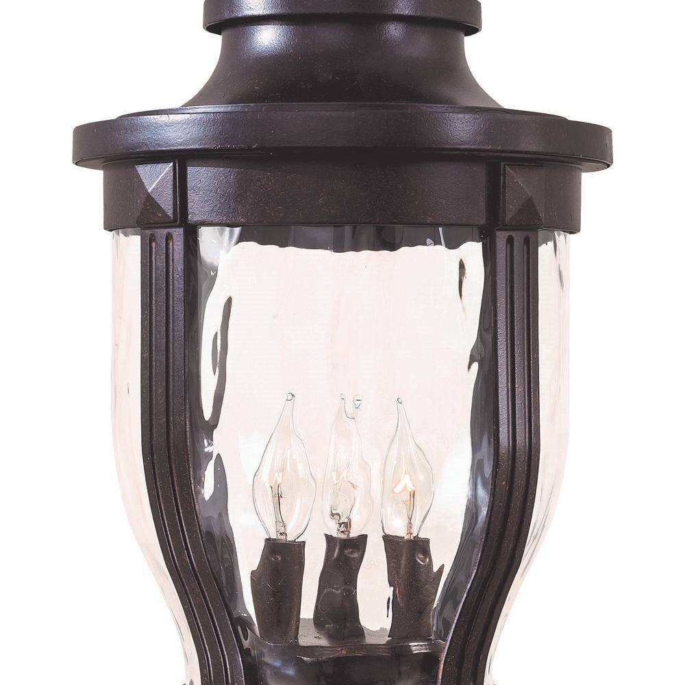 Merrimack Corona Bronze 24" Outdoor Post Lantern with Clear Hammered Glass