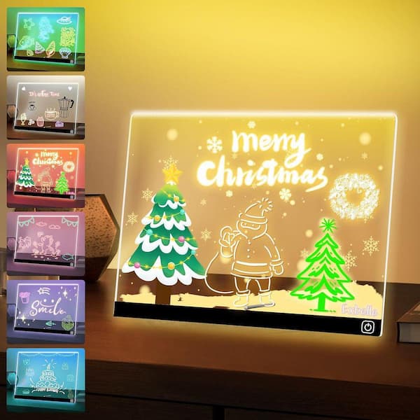 2-Pack LED Acrylic Dry Erase Board with 7-Colors Light & 2-Modes