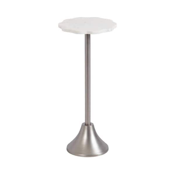 Sanzo 10 in. Silver Scalloped Marble End Table