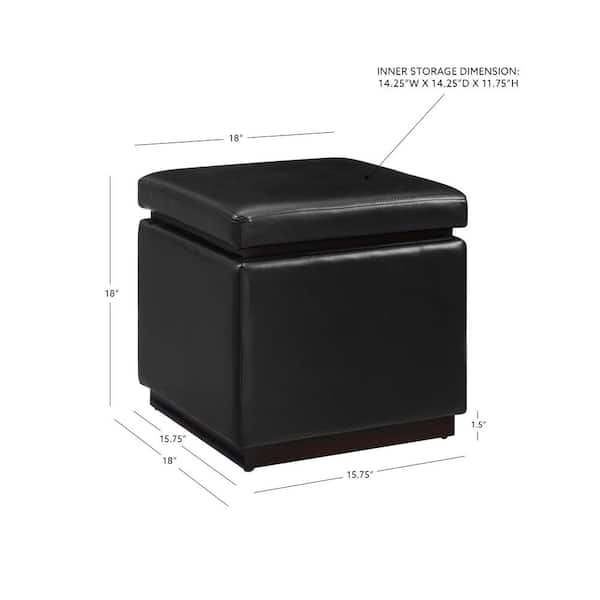 Linon Home Decor Savoy Black Faux leather Square Storage