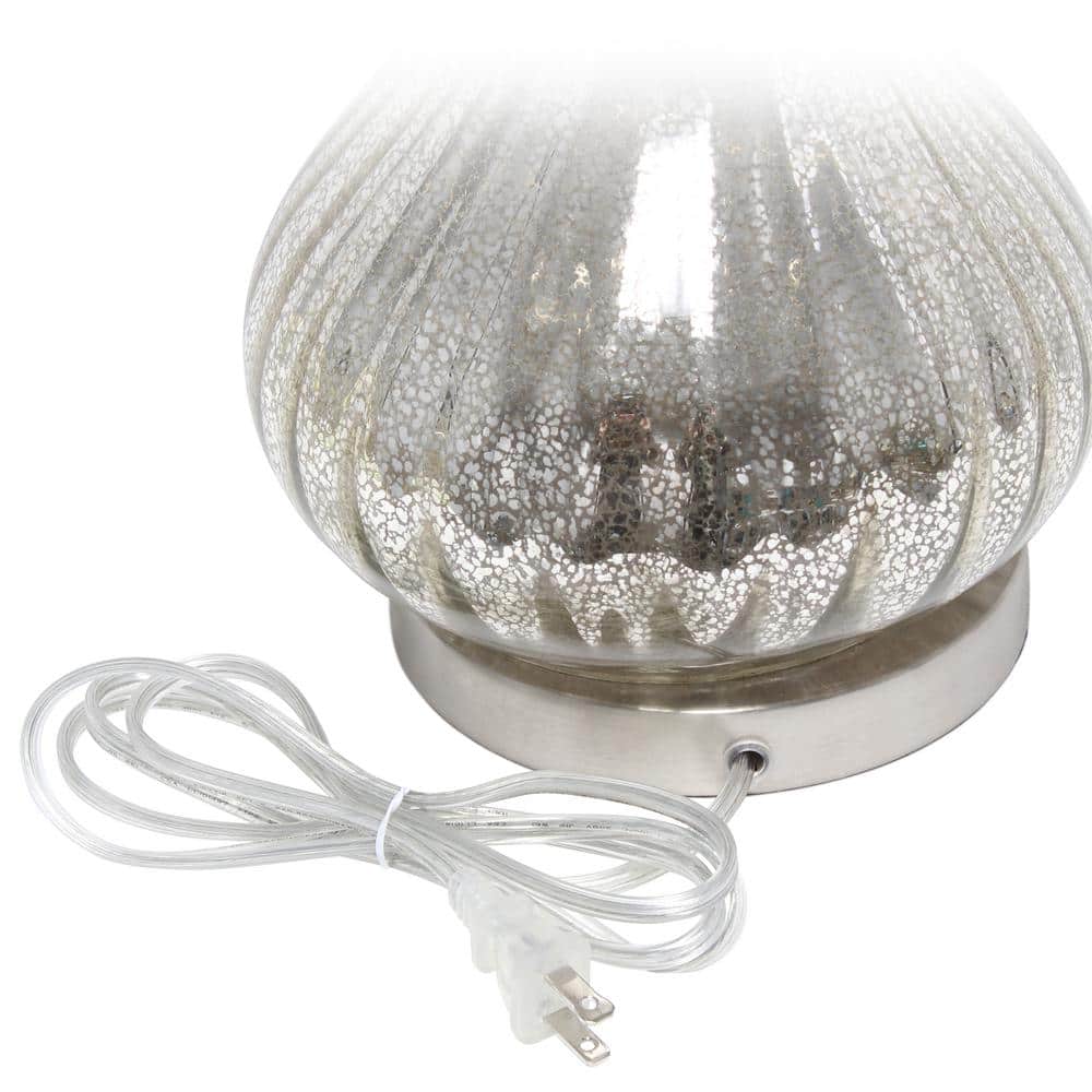 29" Silver Mercury Glass Vase Table Lamp with White Shade