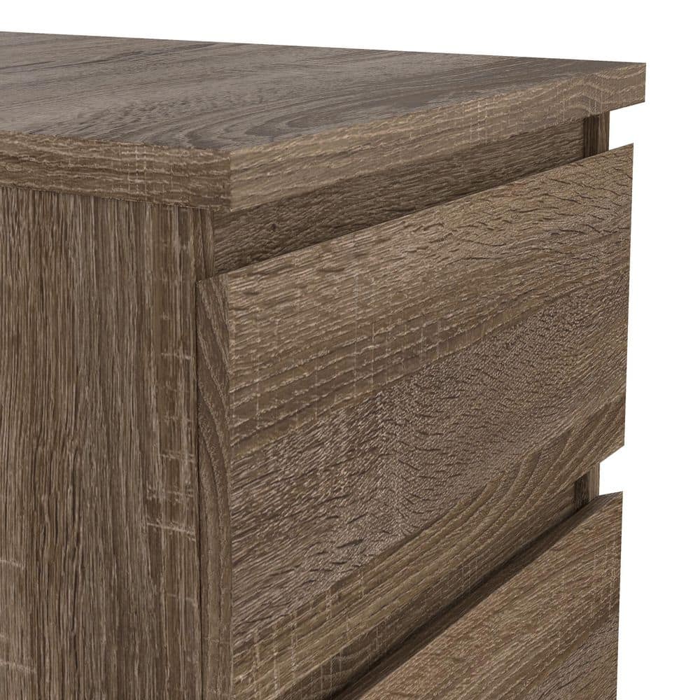 Truffle Oak 2-Drawer Modern Nightstand