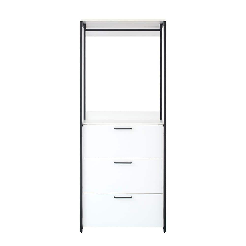 Fiona 96 in. White and Black Freestanding Closet System with Drawers