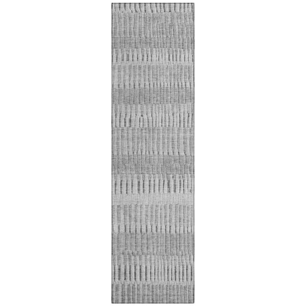 Chantille Machine Washable Indoor/Outdoor Abstract ACN2807 Silver 2 ft. x 7 ft. Runner Rug