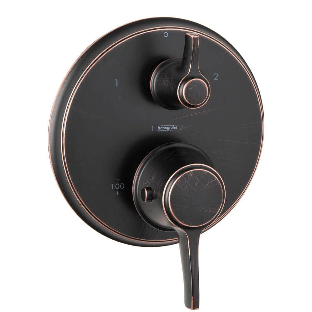 Rubbed Bronze Thermostatic Shower Trim with Lever Handle
