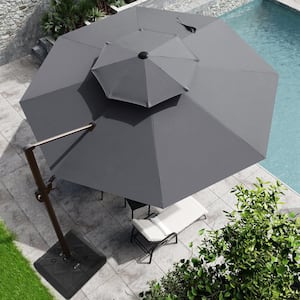 11.5 ft. x 11.5 ft. Umbrella Double Top Octagon in Dark Gray