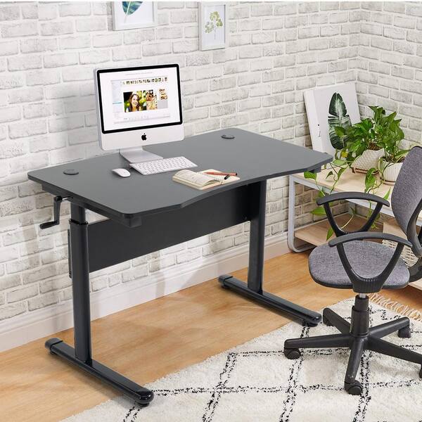 Black Height Adjustable Standing Desk, Home Office Furniture Sit Stand Desk