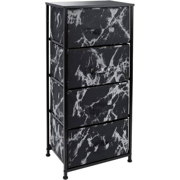 REAHOME 7.8 in. x 18.5 in. x 33 in. Black Grey 4-Drawer Vertical