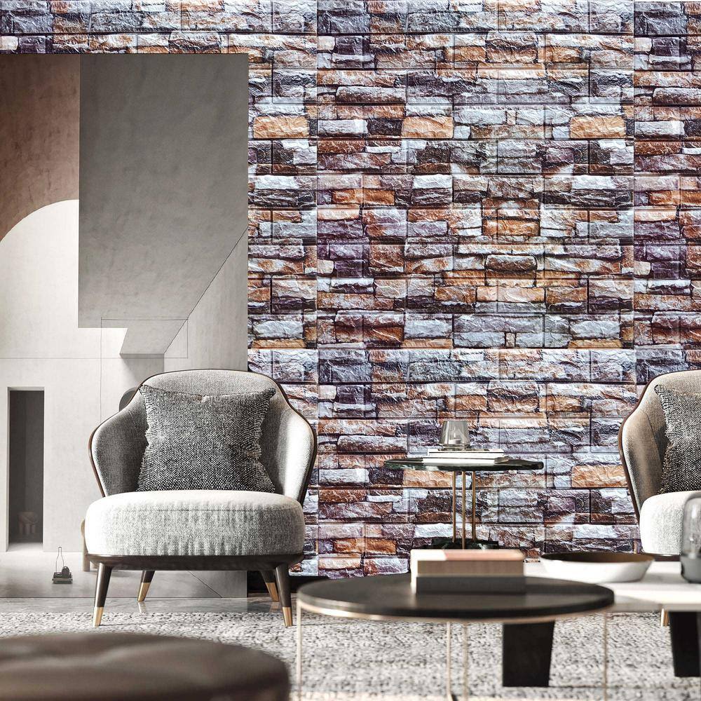 Multicolor Faux Brick 28" x 28" Peel and Stick Wall Panels