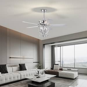 52 in. Indoor Chrome Modern Style Ceiling Fan with Remote Included and AC Reversible Motor