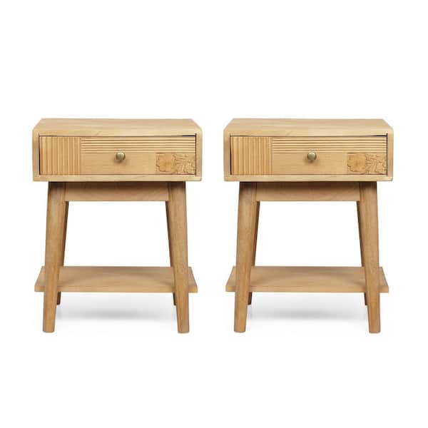Noble House Parrott 1-Drawer Natural Nightstand (2-Pack)