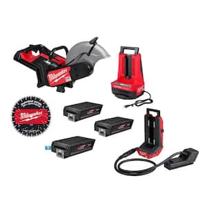 MX FUEL Lithium-Ion 14 in. Cut Off Saw Kit  with (3) XC8.0 Batteries, (1)Portable Battery Extension and (1)Super Charger