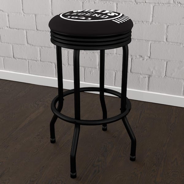 Unbranded Jeep Willys Legend Black 29 in. Black Backless Metal Bar Stool with Vinyl Seat