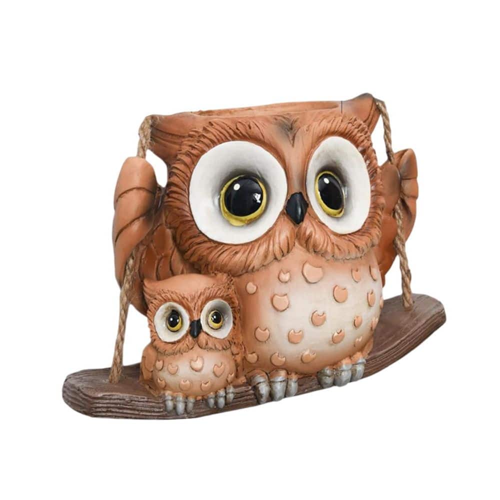 Brown Resin Hanging Planter with Drainage Hole, Swing Owl Design, Indoor Outdoor Succulent Plant Pot, 1 Piece price history on PriceWatchPro
