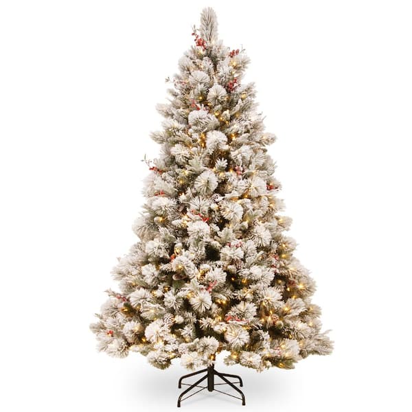 7.5 ft. Snowy Bedford Pine Tree with Clear Lights