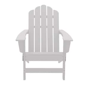 Outdoor Folding White Plastic Adirondack Chair Weather Resistant Patio Chair with Cup Holder