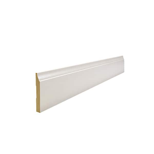 LWM 634 3/8 in. D x 2-3/4 in. W x 96 in. L Prefinished White Wood Finger-joined Baseboard Moulding