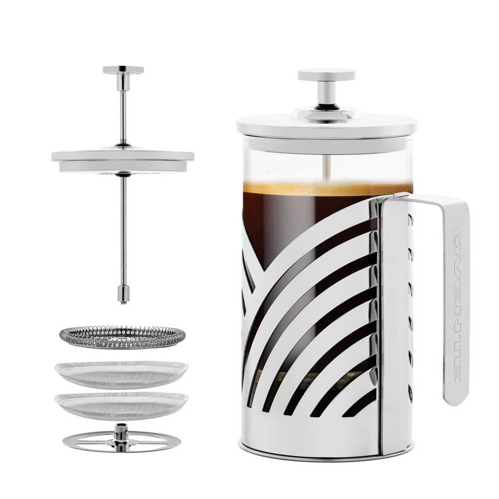 OVENTE 4.5 Cup Stainless Steel French Press Cafetiere Coffee and Tea Maker  with 4-Level Mesh Filter FSH34S - The Home Depot